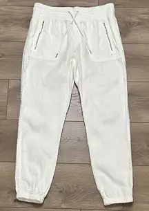 Athleta Cabo Linen High Rise Jogger Pants White Size 8