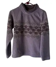 Cabelas Fleece Pullover Vintage S/P Purple Lavender Star Print Mock Neck Sweater