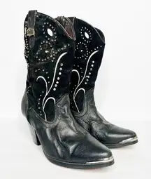 Dingo VTG  Black Studded Heeled Western Cowgirl Boots Size 8 Women’s