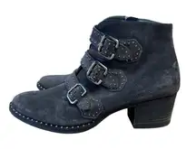 Paul Green Soho Moto Studded Triple Strap Buckle Suede Ankle Boot‎ Booties 6.5