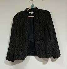 Woman’s Cold water Creek Size Medium Open Front Blue Gold Lined Blazer