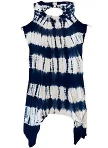 Sundays Sleeveless Mock Neck Tie-Dye Pattern High-Low Dress Size Plus XXL