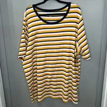 Duluth Trading Co Striped Tee Elbow Sleeve Scoop-neck T-shirt Size 4x