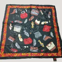 Brighton Scarf Purse Wrap Silk Accessories Design Red Yellow Border Signature