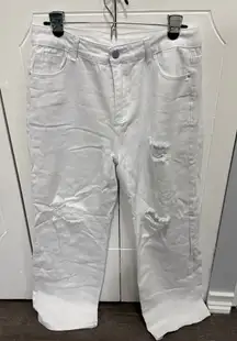 NWOT SHEIN White Distressed Straight Leg Jeans