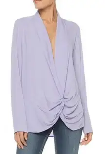 NWT International Concept Purple Long Sleeve Draped Open Front Blouse Top SMALL