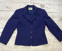 Kasper Blue Blazer with Notched Lapel and Structured Shoulders