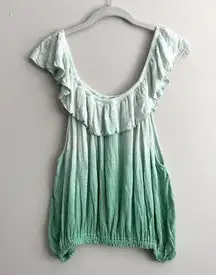 Free People  Womens Top Ombre Cora Lee Off The Shoulder Mint Green Size Medium