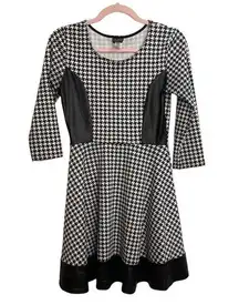 Joyce Leslie Black and White Houndstooth Fit and Flare Swing Dress