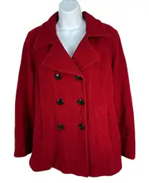 Croft & Barrow Womens Medium Red Double-Breasted Peacoat Stylish Outerwear