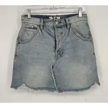 We The Free by  Denim Cut Off Skirt Light Wash Button Fly Size 26