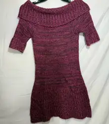 Planet Gold Off-Shoulder Sweater Dress - Burgundy Juniors Size Large