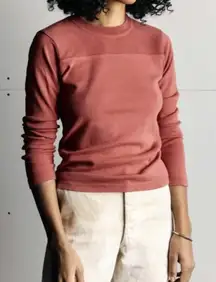 Imogene and Willie Varsity Pullover Sweatshirt Pink Dusty Rose Cotton Crewneck S