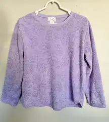 Oscar De La Renta Lavender Floral Pullover Sweatshirt Size Medium Sweater