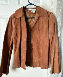 Faded Glory Vintage Leather Suede faded bell sleeves blazer jacket women size M