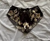 Vintage Style Floral Satin Pajama Shorts