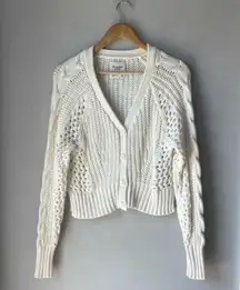 Abercrombie & Fitch Cardigan Cableknit Cream White Chunky Cozy Cotton Blend