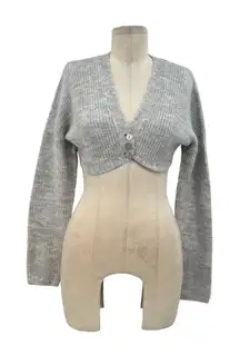 For Love & Lemons Emery Knit Crop‎ Top Cardigan Sweater Gray Size XXS