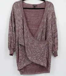 Express Size Large Purple Melange Crossover Lightweight Sweater 3/4 Sleeves