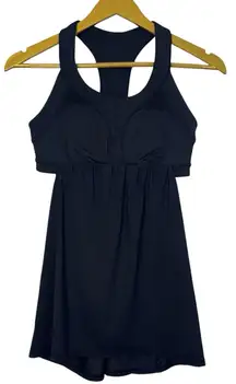 Lululemon Ready Go Tank Top Built in Sports Bra Womens 8 Black Yoga Running Gym