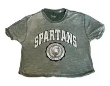 Michigan State Women's Pressbox Spartans Edith Vintage Burnout Crop T-Shirt Med‎