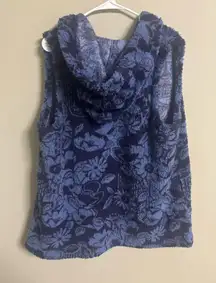Koolaburra by UGG Cozy Sherpa Hooded Open Vest Navy Floral Size Large Soft