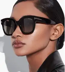 TOM FORD Beatrix 52mm Shiny Black Sunglasses ~ Authentic Brand New w/ Box & Case