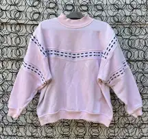 Vintage 80s 90s pink pastel decorative yoke sleeve detail pull over sweatshirt