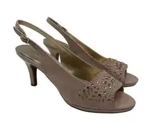 Karen Scott Brookee Slingback Nude Embellished Pumps in Nude Size 11