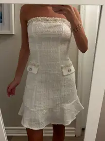 White Tweed Mini Dress 