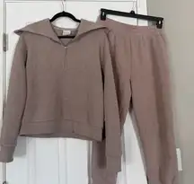 Varley Taupe Brown Double Soft Matching Set Top & Pant Cozy Cabincore Loungwear