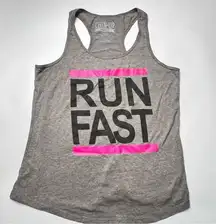 Chin Up Women’s Apparel Run Fast Athletic Training Gray Top Tank Running Sz M
