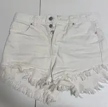 Wild Fable white high waisted butterfly fringe jean shorts — size 0