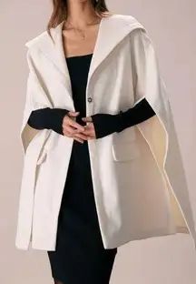 Rihoas The White Hooded Batwing Sleeve Cape Coat