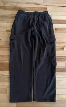 garage dark charcoal grey cargo wide leg sweatpants 
