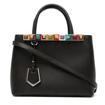 Fendi Vitello Baltico Dolce Studded Petite
2Jours  Multicolor Black Tote Bag