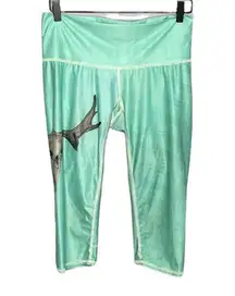 Teeki Women’s Green Cropped Skull Leggings Size Large