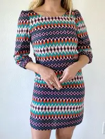 PINK OWL Geometric Print Mini Dress Multicolor Size Small Zig Zag Lightweight