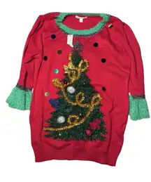 Ugly Christmas sweater tree red green festive XXL