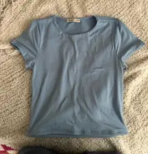 Blue double lined cropped tee