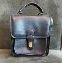 Monique Vegan Leather Navy Blue Handbag