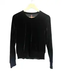 Commando Velvet Crewneck Sweatshirt Smocked Medium Black