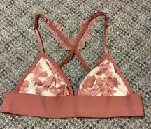 PINK Victoria's Secret Rust Floral Lace Bralette Size Small  
