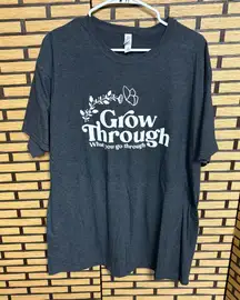 Jerzees Gray Grow Through What You Go Through Short Sleeve Tee Size XL