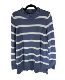 GAP Womens Sweater Tunic Mock Neck Striped Blue White XL