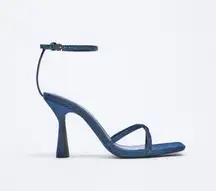 Zara Blue Strappy Glitter Heeled Sandals