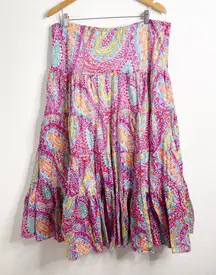 Ralph Lauren Skirt Tiered Paisley Multi Color Size Extra Large