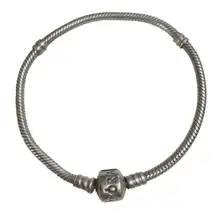 Pandora Barrel Clasp Bracelet Charm Bead Sterling Silver 7”