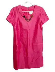 Kate Spade Dress Short Sleeve Shift Dress Removable Chain Pink Size 8