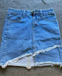 Denim Mini Skirt Women High Waist Package Hip Pocket tassel jean Mini frayed raw